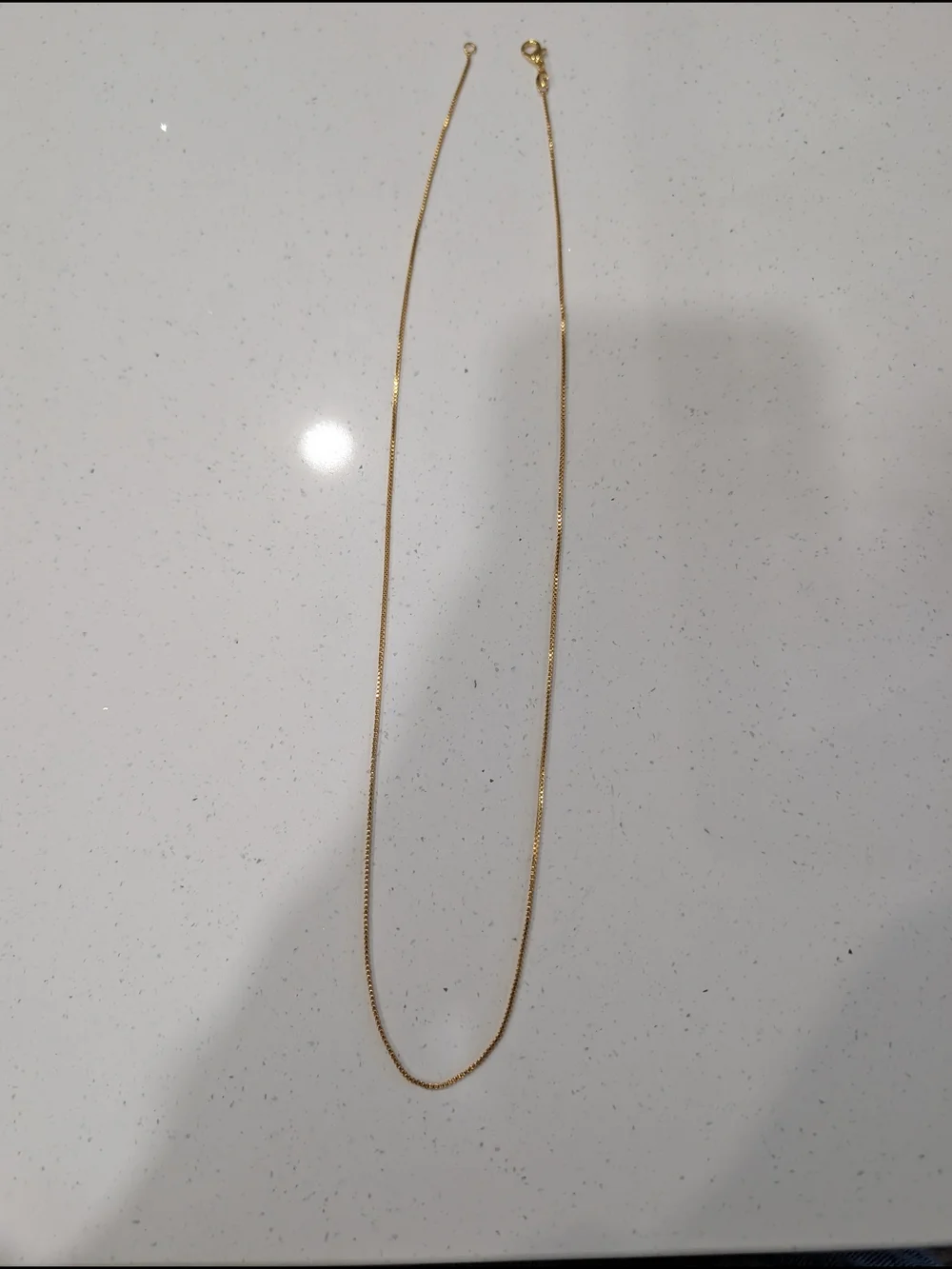 Real 18K Gold Plated Over 925 Sterling Silver Men's Gold Box Chain Necklace